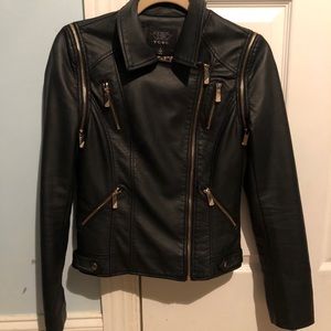 NWOT Vegan leather jacket with gold hardware